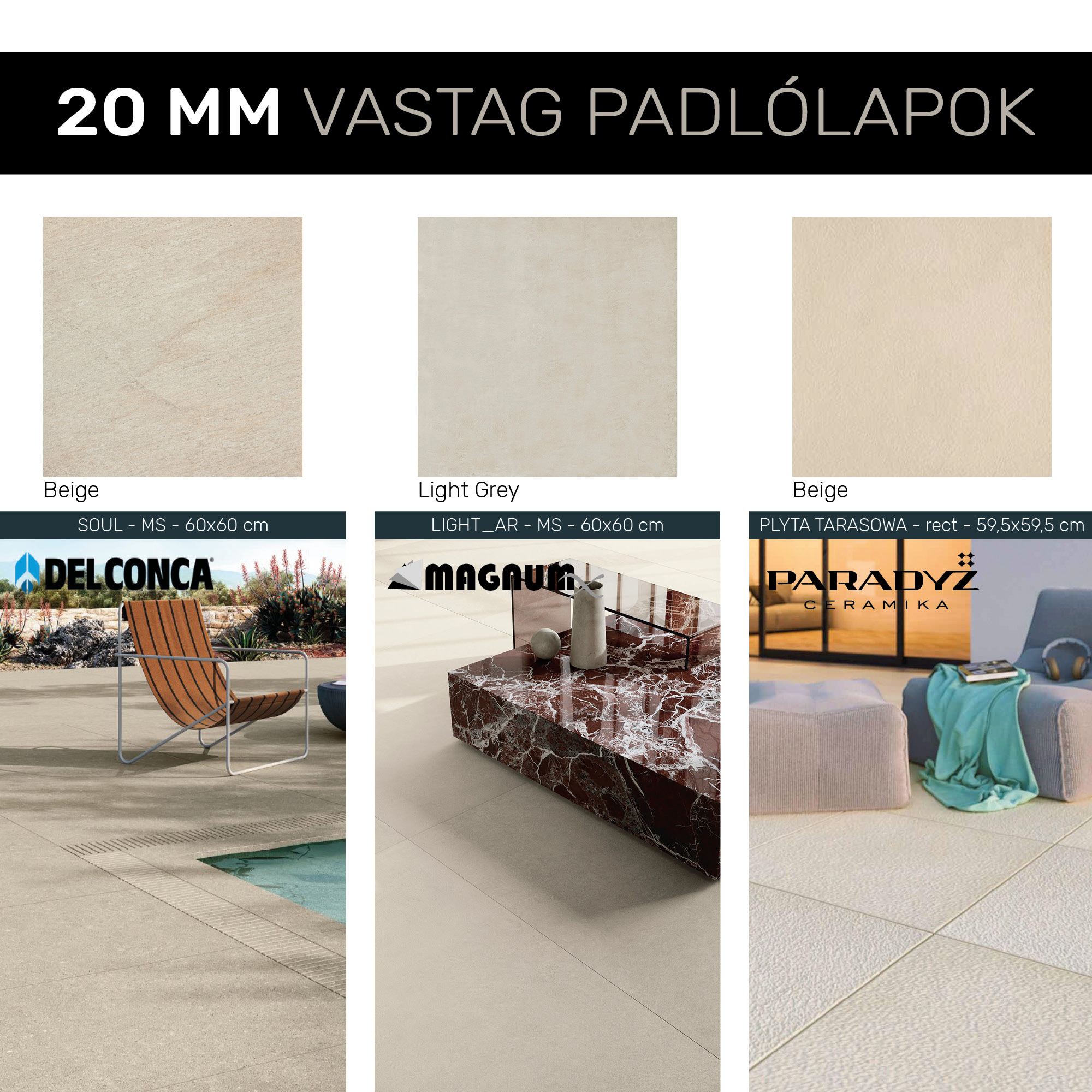 20mm vastag padlólapok