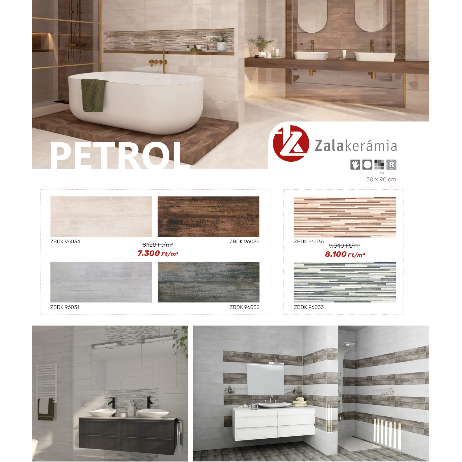 Zalakerámia Petrol falicsempék